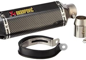akrapovkec carbon fibre triangle long motorcycle exhaust silencer, universal slip on system with mounting kit