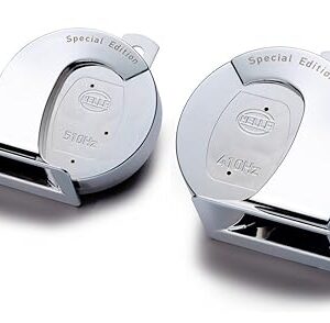 hella 007728883 chrome trumpet horn set ( 12v,400/500 hz,105 118 db @ 2m) for passenger car