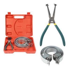 automotive engine piston ring compressor tool set with pliers and 14pcs piston rings (62 145mm/2.44 5.71in), motocoche piston compressor tool for repairing car truck auto engine